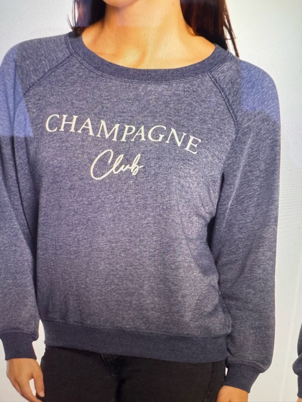 Wildfox Champagne Club Keely Navy blue Graphic Sweatshirt